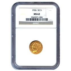 Certified US Gold $2.5 Indian MS62 (Dates Our Choice)