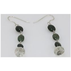 NATURAL 17.00 CTW EMERALD SEMIPRECIOUS EARRINGS .925 ST