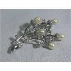 INGENIOUS WHITE PEARL CZ BROOCH AUTHENTIC PHILIPPINE PE