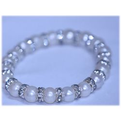 77.15 CTW WHITE PEARL AND CZ BRACELET