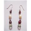 Image 1 : NATURAL 34.20 CTW RUBY, PEARL, SEMIPRECIOUS EARRING .92