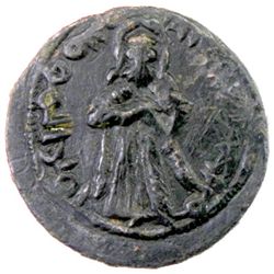 ARAB-BYZANTINE: Standing Caliph, ca. 690s, AE fals (4.30g), Hims