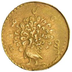 BURMA: Mindon, 1853-1878, AV pe (0.85g), CS1214 (1852), KM-13, peacock, value in wreath, VF