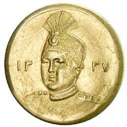 IRAN: Sutlan Ahmad Shah, 1909-1925, AV 5000 dinars (1.37g), Tehran, AH1337