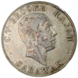SARAWAK: Charles V. Brooke, rajah, 1917-1946, AR 50 cents, 1927-H