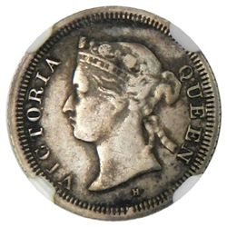 STRAITS SETTLEMENTS: Victoria, 1837-1901, AR 5 cents, 1880-H