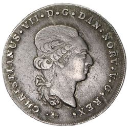 SCHLESWIG-HOLSTEIN: Christian VII, of Denmark, 1784-1808, AR 60 schilling (28.75g), 1808 MF