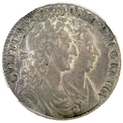 GREAT BRITAIN: William III and Mary II, 1689-1694, AR 1/2 crown, 1689