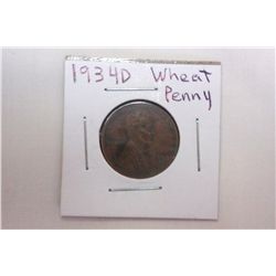 1934D AU Wheat Cent