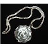 Image 1 : STERLING SILVER NECKLACE AND PENDANT  WITH MOTHER OF PEARL, 20" LONG, 2" IN DIA.