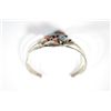 Image 2 : SIGNED YAZZIE NATIVE AMERICAN CUFF BRACELET WITH RED CORAL AND TURQUOISE