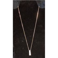 14K LADDER PENDANT, APPROX. 2 CT. TW OF DIAMONDS. 18" BOX CHAIN
