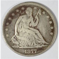 1877 SEATED HALF DOLLAR VG/FINE