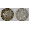 Image 1 : 1907 XF & 1909 AU TONED BARBER DIMES