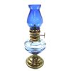 Image 1 : VINTAGE MINIATURE OIL LAMP,COBALT BLUE GLASS  5"  TALL