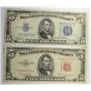 Image 4 : $1 SILVER CERT FUNNY BACK., $5 SILVER CERT., $5 RED SEAL, & $2 RED SEAL