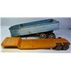Image 1 : LOT OF 2 TOY TRAILERS. ONE IS A TONKA FLAT BED AND THE OTHER IS A STEEL CARGO