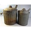Image 1 : LOT OF 2 OLD GALVANIZED METAL OIL GAS CAN WITH WOODEN HANDLE SPOUT AND CAP