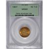 Image 1 : 1907 $2.50 LIBERTY GOLD, PCGS MS-60 GREEN LABEL,  LOOKS BETTER