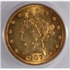 Image 2 : 1907 $2.50 LIBERTY GOLD, PCGS MS-60 GREEN LABEL,  LOOKS BETTER