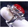 Image 2 : New German Silver Ring, Size 7, Red Opal, Top is  1 1/4" long