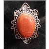 Image 2 : New German Silver Ring, Size 8, Red Sun Stone, Top is  1 1/4" long