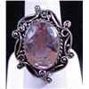 Image 1 : New German Silver Ring, Size 8, Faceted Rose Quartz Top is 1 1/4" long