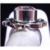 Image 3 : New German Silver Ring, Size 8, Faceted Rose Quartz Top is 1 1/4" long