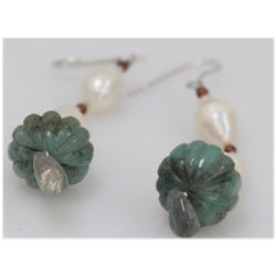 NATURAL 59.00 CTW PEARL AND MIXED SEMI-PRECIOUS EARRING