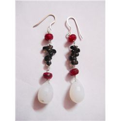 NATURAL 43.10 CTW RUBY, BLACKONEX, SEMIPRECIOUS EARRING