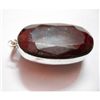 Natural 221 CTW. Ruby Long Oval Pendant .925 Sterling