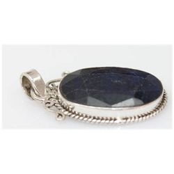 Natural 37.39 Ctw Sapphire Oval Pendant .925 Sterling