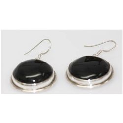 Natural 76.80 Ctw Black Onex Earrings .925 Sterling