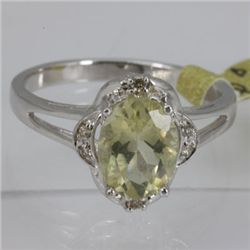 Genuine  1.75 ctw  Lemon Quartz Ring  14KT White Gold