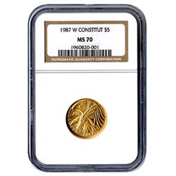 Certified Commemorative $5 Gold 1987-W Constitution MS7