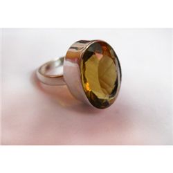 Natural 32.ctw Citrine Oval Ring .925 Sterling Silver