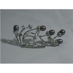 VINE BLACK PEARL CZ BROOCH AUTHENTIC PHILIPPINE PEARL M