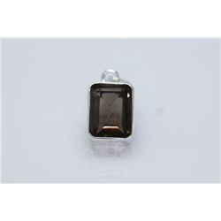 NATURAL 22.00 CTW SMOKY TOPAZ TRILLION CUT PENDANT .925