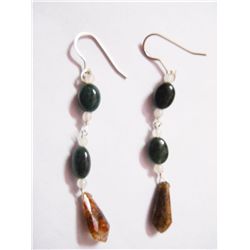 NATURAL 16.05 CTW BLACKONEX, SEMIPRECIOUS EARRING .925