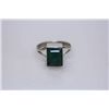NATURAL 23.90 CTW EMERALD EMERALD CUT RING .925 STERLIN