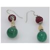 Image 1 : NATURAL 36.00 CTW EMERALD, RUBY, SEMIPRECIOUS EARRINGS