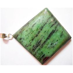 Natural 16.99g Green Ruby Square .925 Sterling Pendant