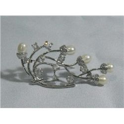 VINE WHITE PEARL CZ BROOCH AUTHENTIC PHILIPPINE PEARL M