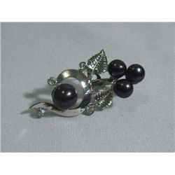 COMELY BLACK PEARL CZ BROOCH AUTHENTIC PHILIPPINE PEARL