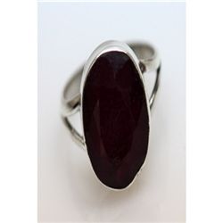 Natural 20.04 ctw Hazonight Garnet Oval Ring .925 Sterl