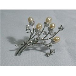 NOBLE PEACH PEARL CZ BROOCH AUTHENTIC PHILIPPINE PEARL