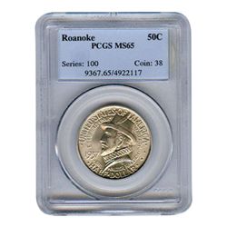 Certified Commemorative Half Dollar Roanoke MS65 PCGS