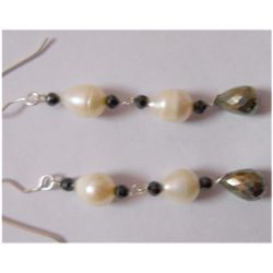 Natural 31.65ct Pearl/Semi Precious Earring .925 Sterli