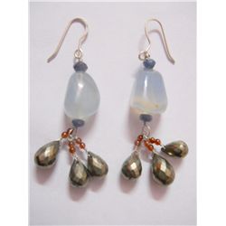 NATURAL 73.50 CTW SEMIPRECIOUS EARRING .925 STERLING SI