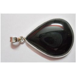 Natural 46.30 ctw Black Onex Pendant .925 Sterling